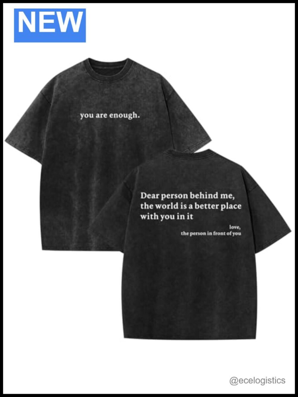 Men's Inspirational You Are Enough Acid Wash T-Shirt Positive Message Tee